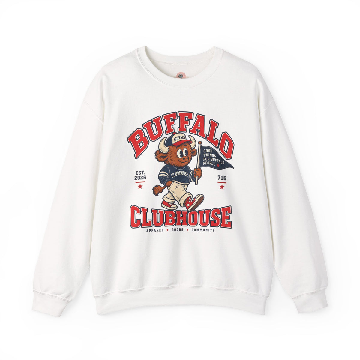 Buffalo Clubhouse Crewneck Sweatshirt – Retro Mascot Graphic